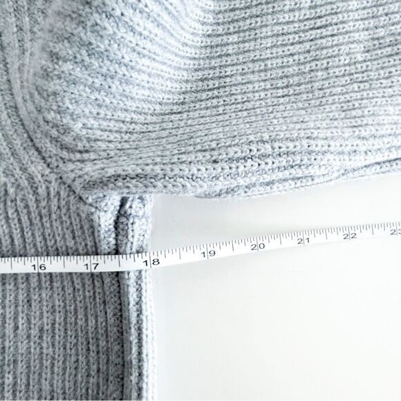 Tahari Open Cardigan Sweateer Gray Wool Blend Long Line Women's M Ribbed Knit - Picture 6 of 9